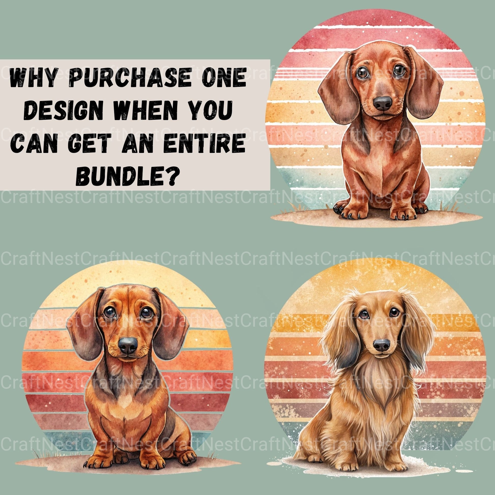 Dachshunds Vintage Sunset Clipart Bundle - CraftNest - Digital Crafting and Art