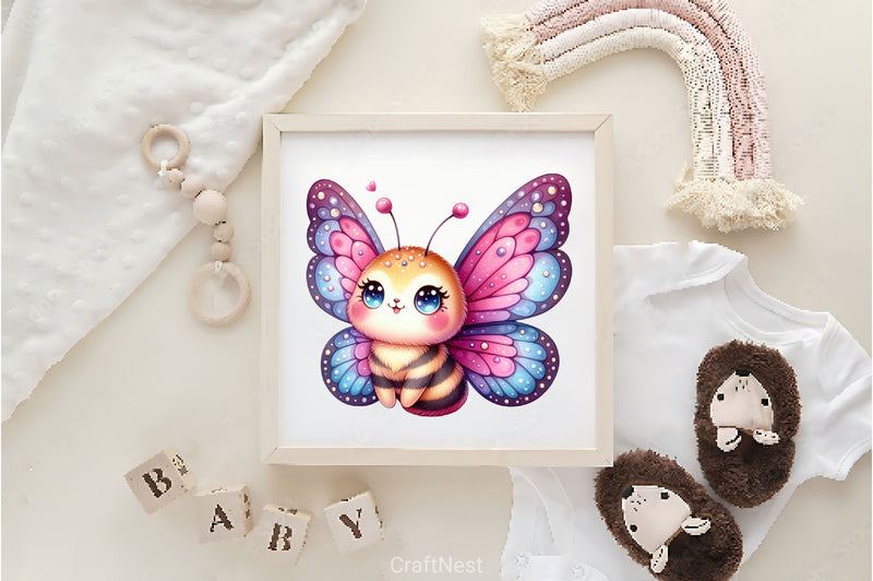 Kawaii Butterflies Butterfly Clipart Bundle - CraftNest - Digital Crafting and Art