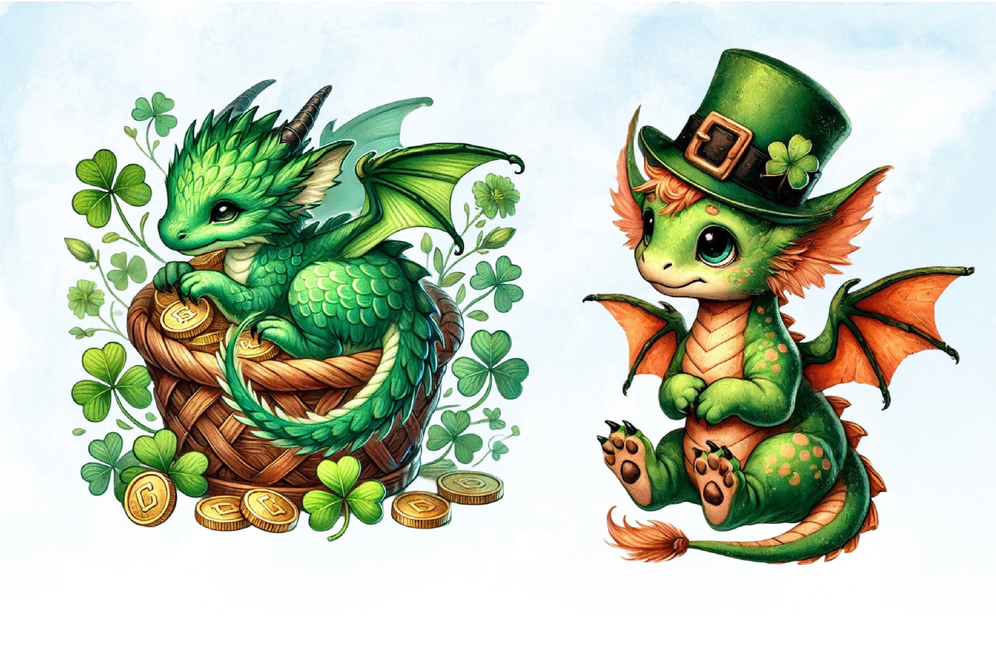 Cute Dragon St. Patrick's Day Clipart Bundle - CraftNest - Digital Crafting and Art