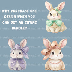 Bunnies Coquette Bow Clipart Bundle - CraftNest - Digital Crafting and Art