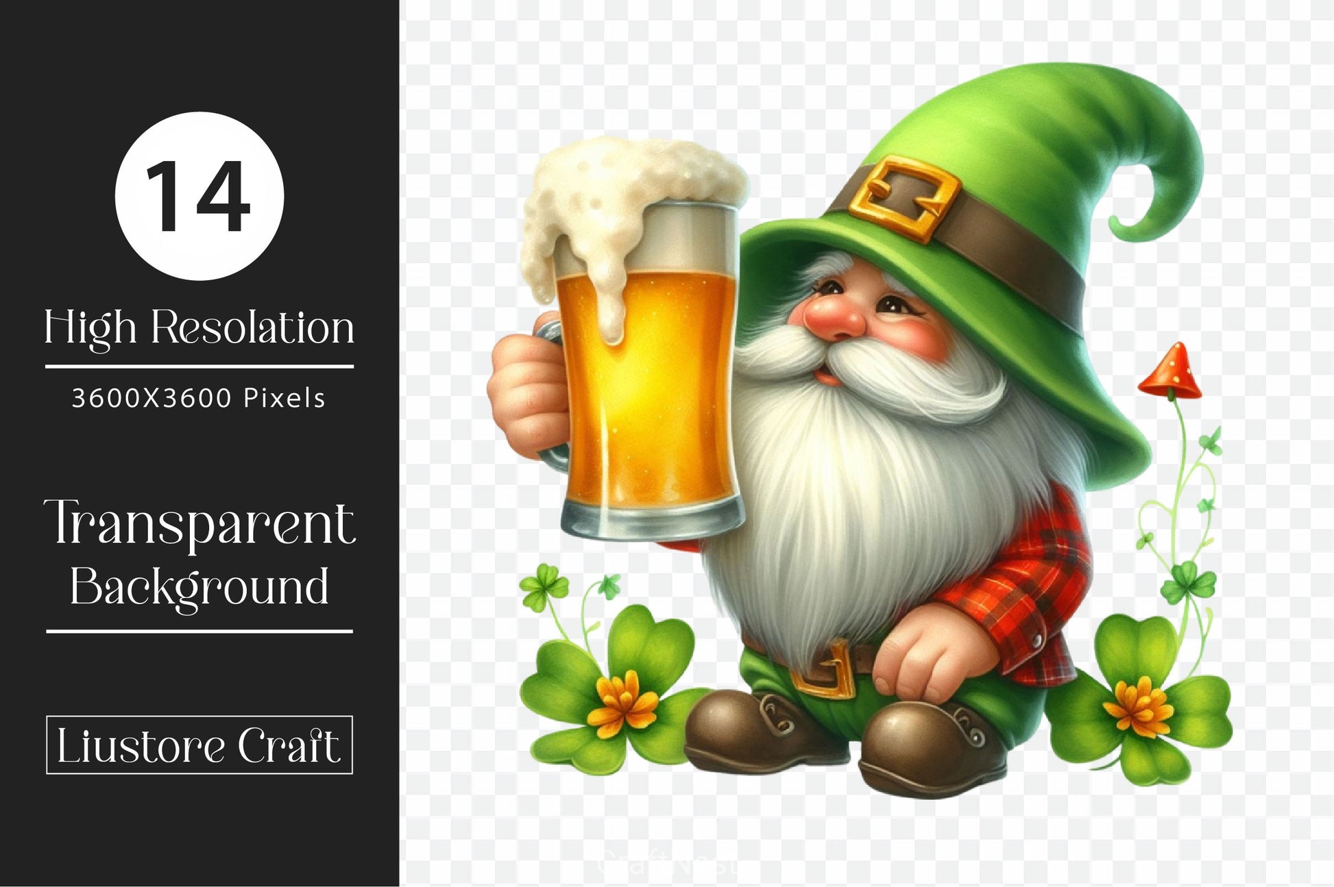 Gnome Drinking Beer St Patricks Day Clipart Bundle - CraftNest - Digital Crafting and Art