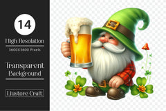 Gnome Drinking Beer St Patricks Day Clipart Bundle - CraftNest - Digital Crafting and Art