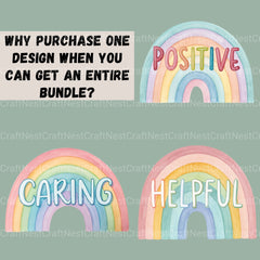 Rainbows Positive Words Clipart Bundle - CraftNest - Digital Crafting and Art