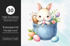 Easter Bunny In Pocket Clipart Bundle - CraftNest - Digital Crafting and Art