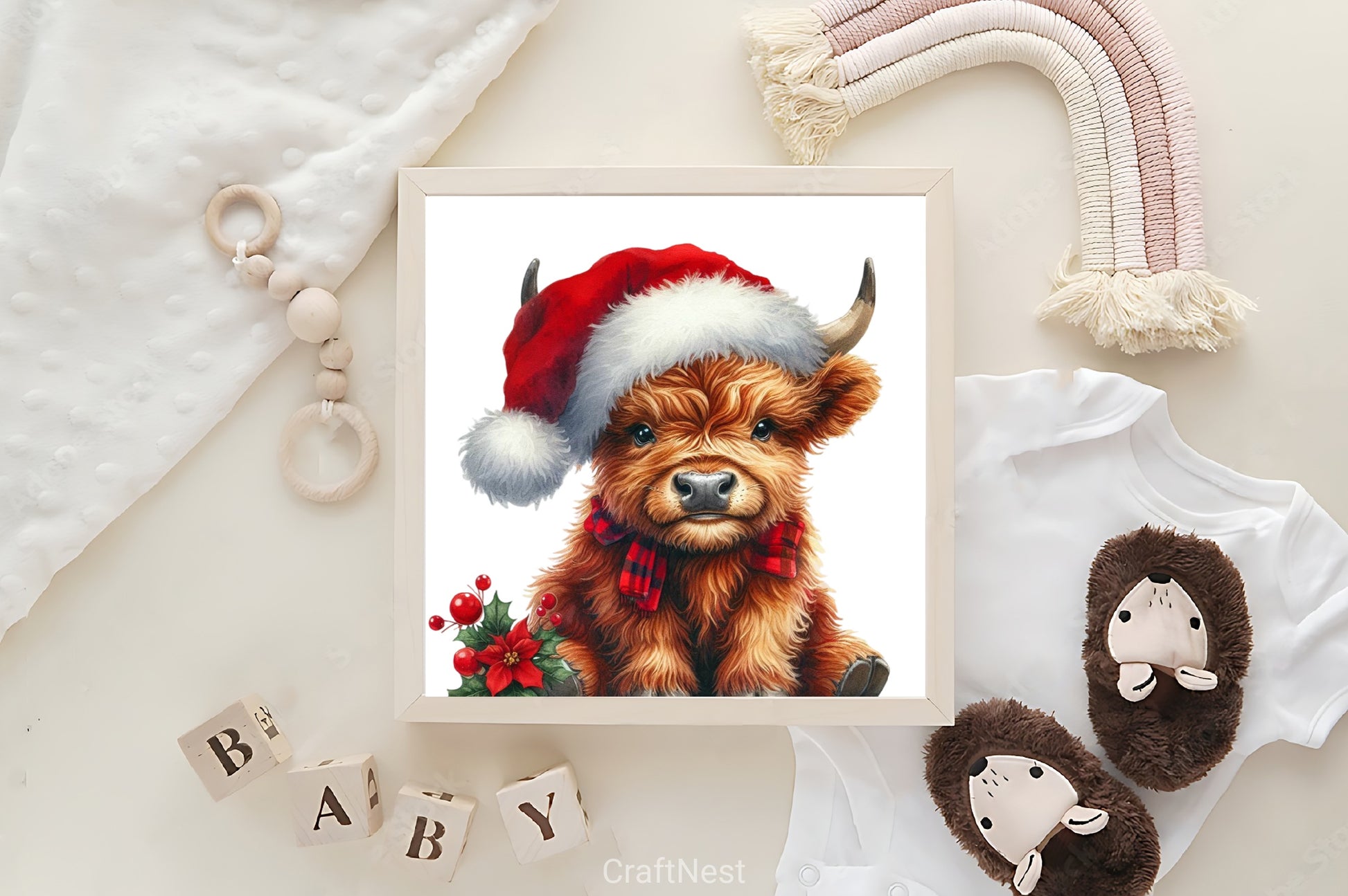 Christmas Baby Highland Cow Clipart Bundle - CraftNest - Digital Crafting and Art