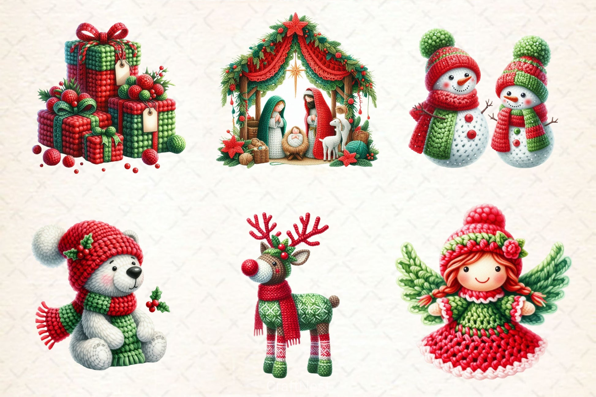 Crochet Christmas Clipart Bundle 3 - CraftNest - Digital Crafting and Art