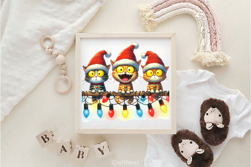 Christmas Cat On Fence Clipart Bundle 2 - CraftNest - Digital Crafting and Art