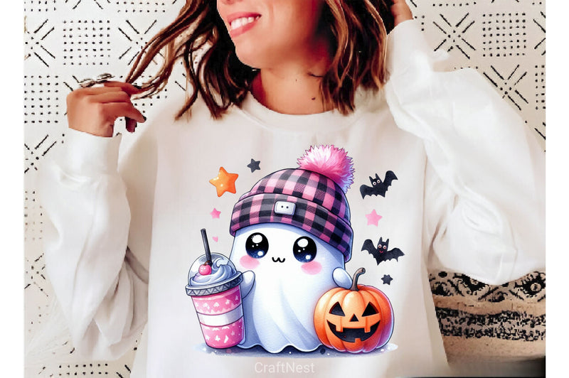 Cute Ghost Cute Halloween Clipart Bundle 23 - CraftNest - Digital Crafting and Art
