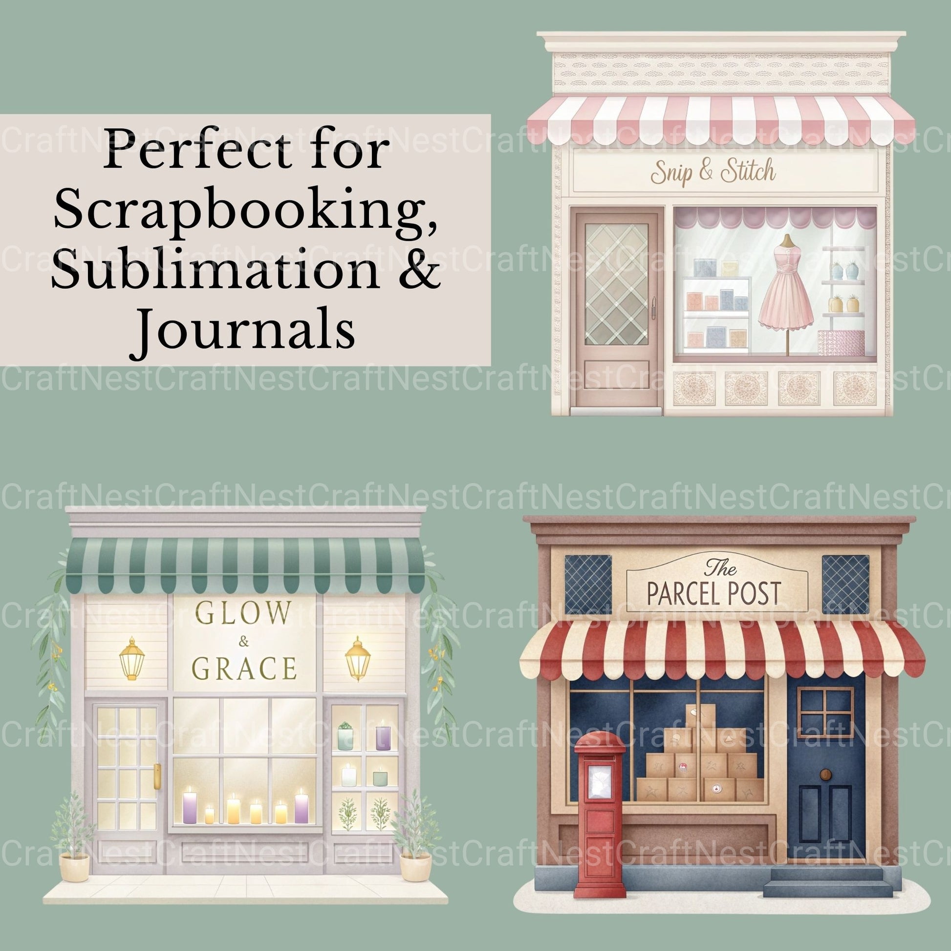 Village Shops Clipart Bundle - CraftNest - Digital Crafting and Art