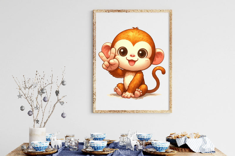 Cute Animals Giving Peace Sign Clipart Bundle - CraftNest - Digital Crafting and Art