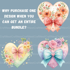 Heart Coquette Bow Clipart Bundle - CraftNest - Digital Crafting and Art