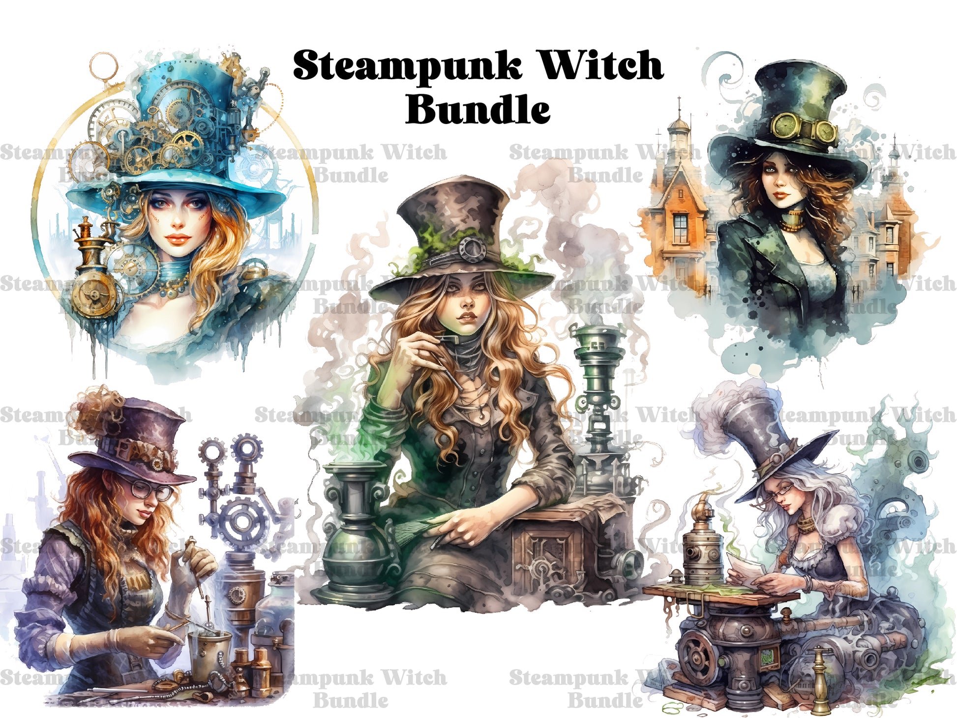 Steampunk Witches Clipart - CraftNest