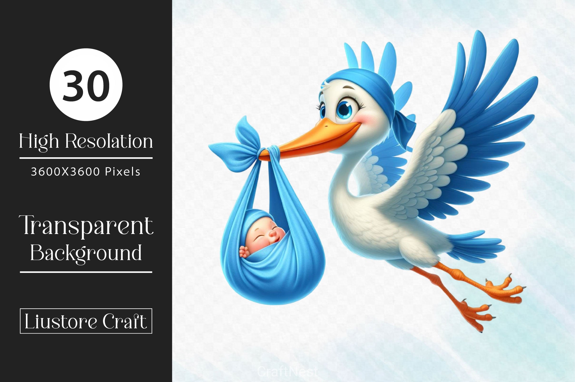 Stork And Baby Clipart Bundle 2 - CraftNest - Digital Crafting and Art
