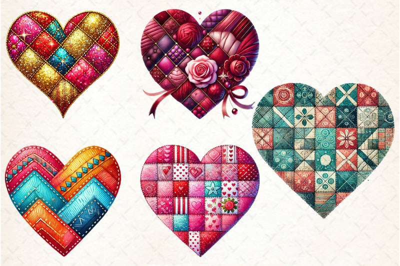 Patchwork Heart Valentine's Clipart Bundle - CraftNest - Digital Crafting and Art