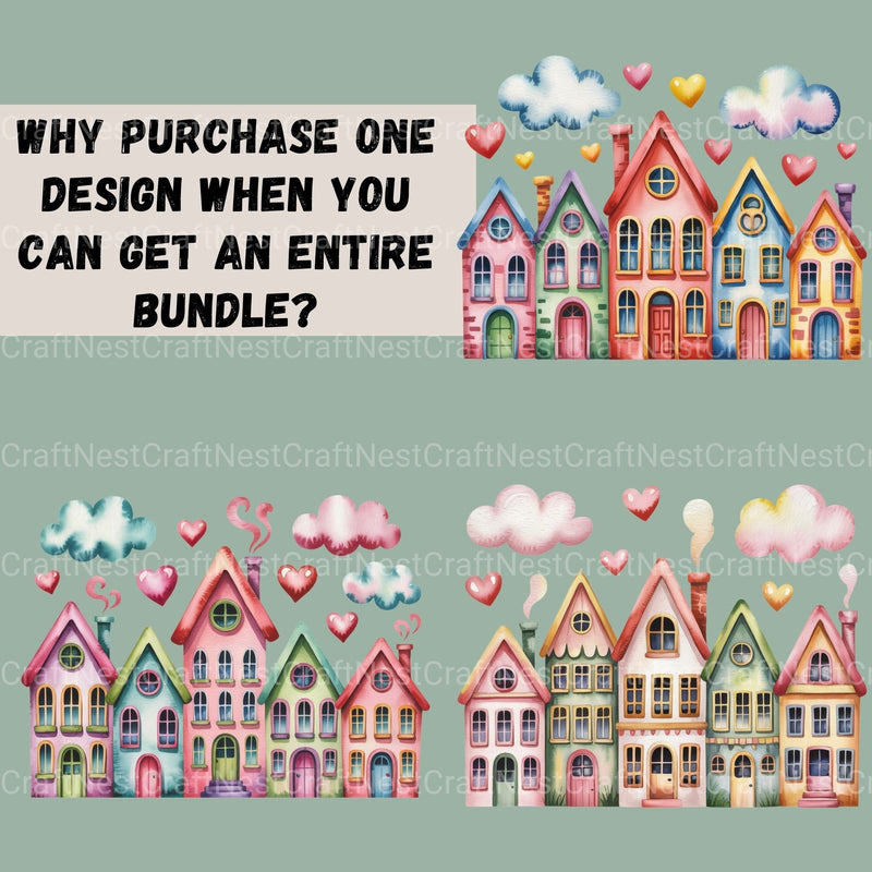 Row Houses 1 Clipart Bundle - CraftNest - Digital Crafting and Art