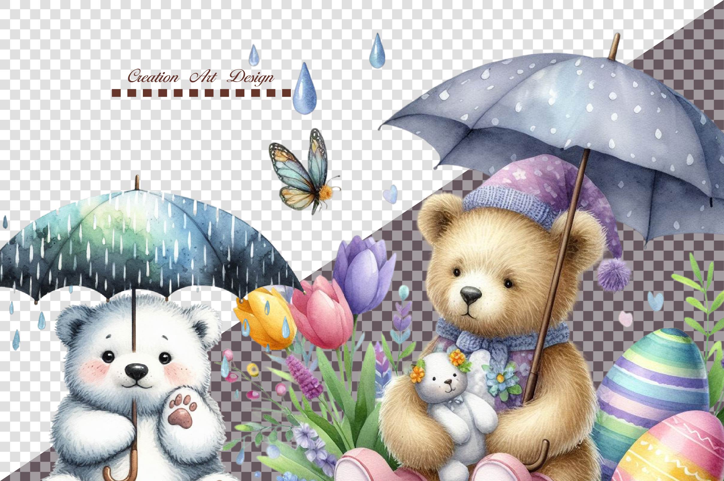 Easter Teddy Bear Clipart Bundle 1 - CraftNest - Digital Crafting and Art