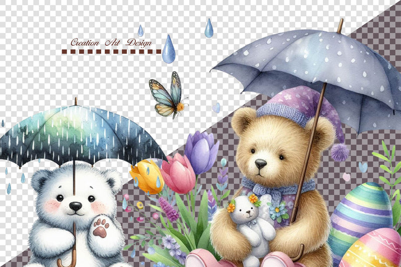 Easter Teddy Bear Clipart Bundle 1 - CraftNest - Digital Crafting and Art