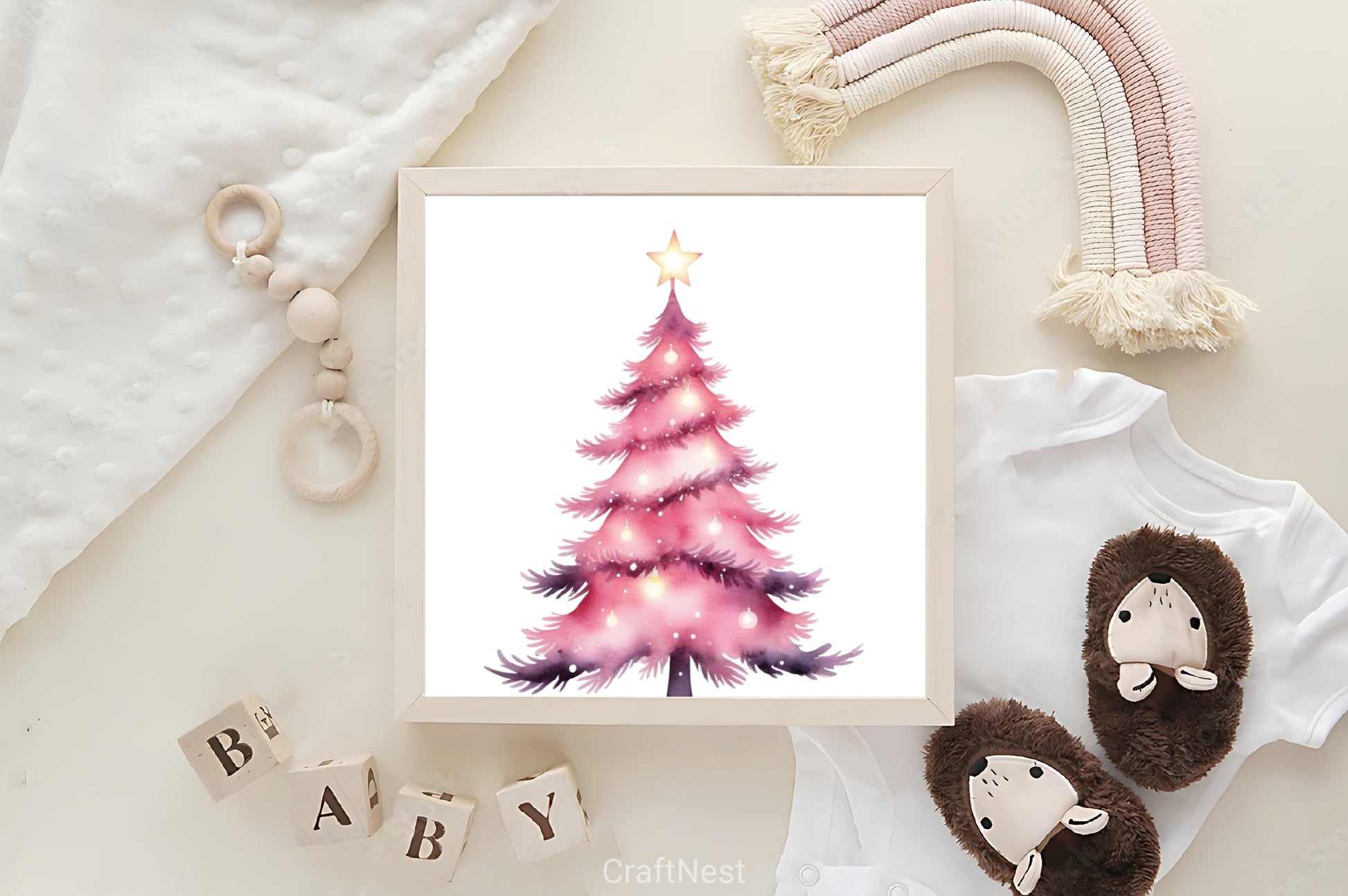 Pink Christmas Tree Clipart Bundle - CraftNest - Digital Crafting and Art