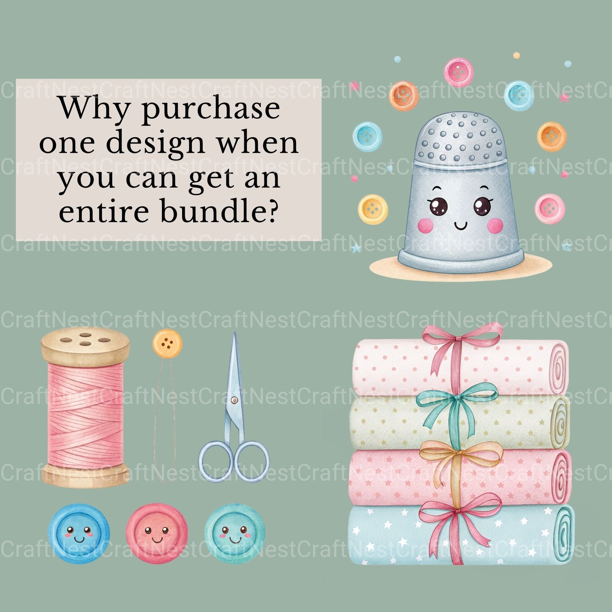 Sewing Whimsical Clipart Bundle - CraftNest - Digital Crafting and Art