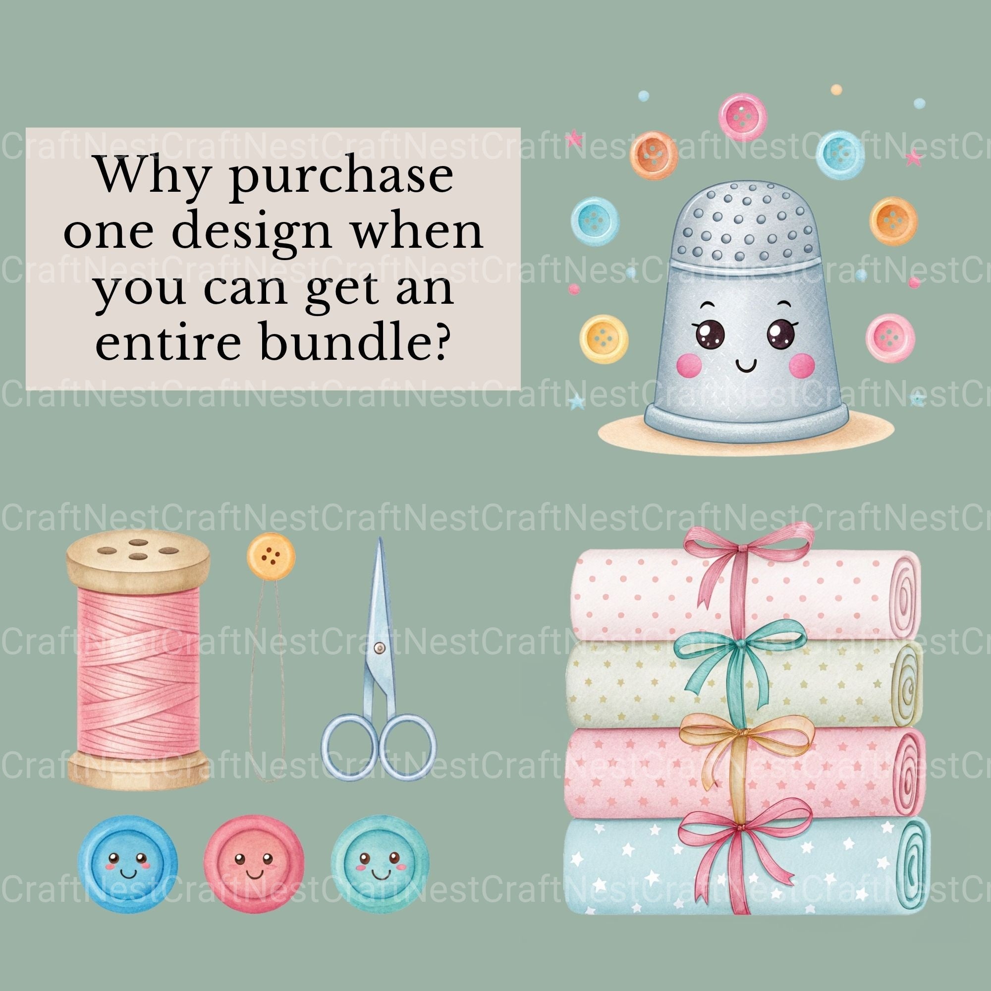 Sewing Whimsical Clipart Bundle - CraftNest - Digital Crafting and Art