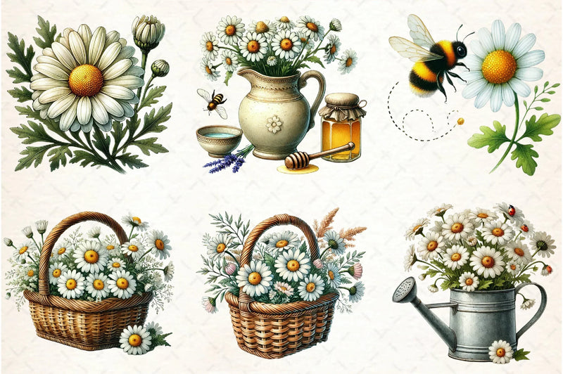 Spring Daisy Farm Clipart Bundle  5 - CraftNest - Digital Crafting and Art