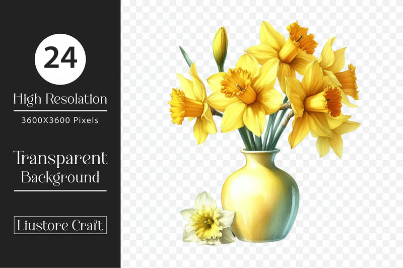 Daffodil Flowers Clipart Bundle - CraftNest - Digital Crafting and Art