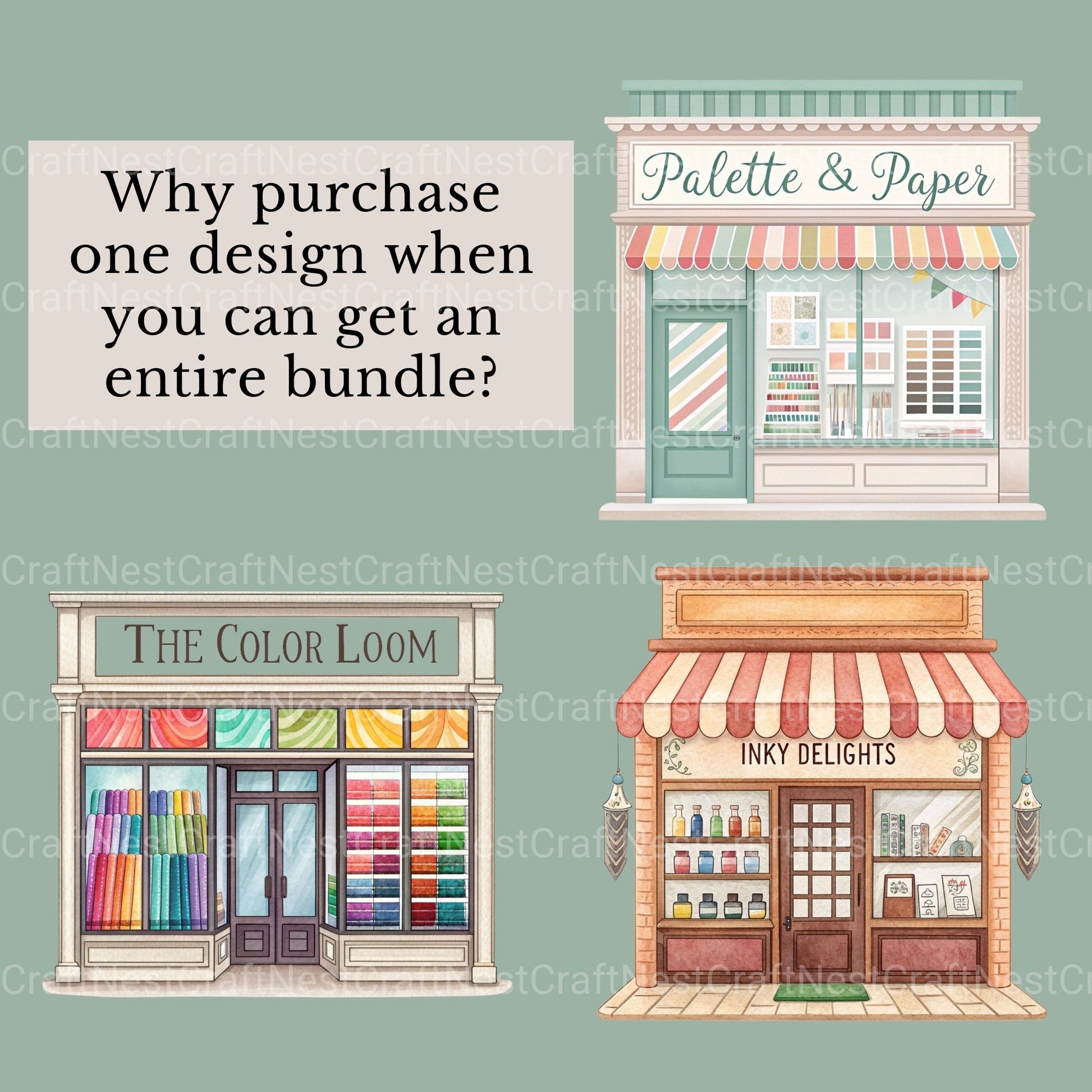 Village Shops Artist'S Alley Clipart Bundle - CraftNest - Digital Crafting and Art