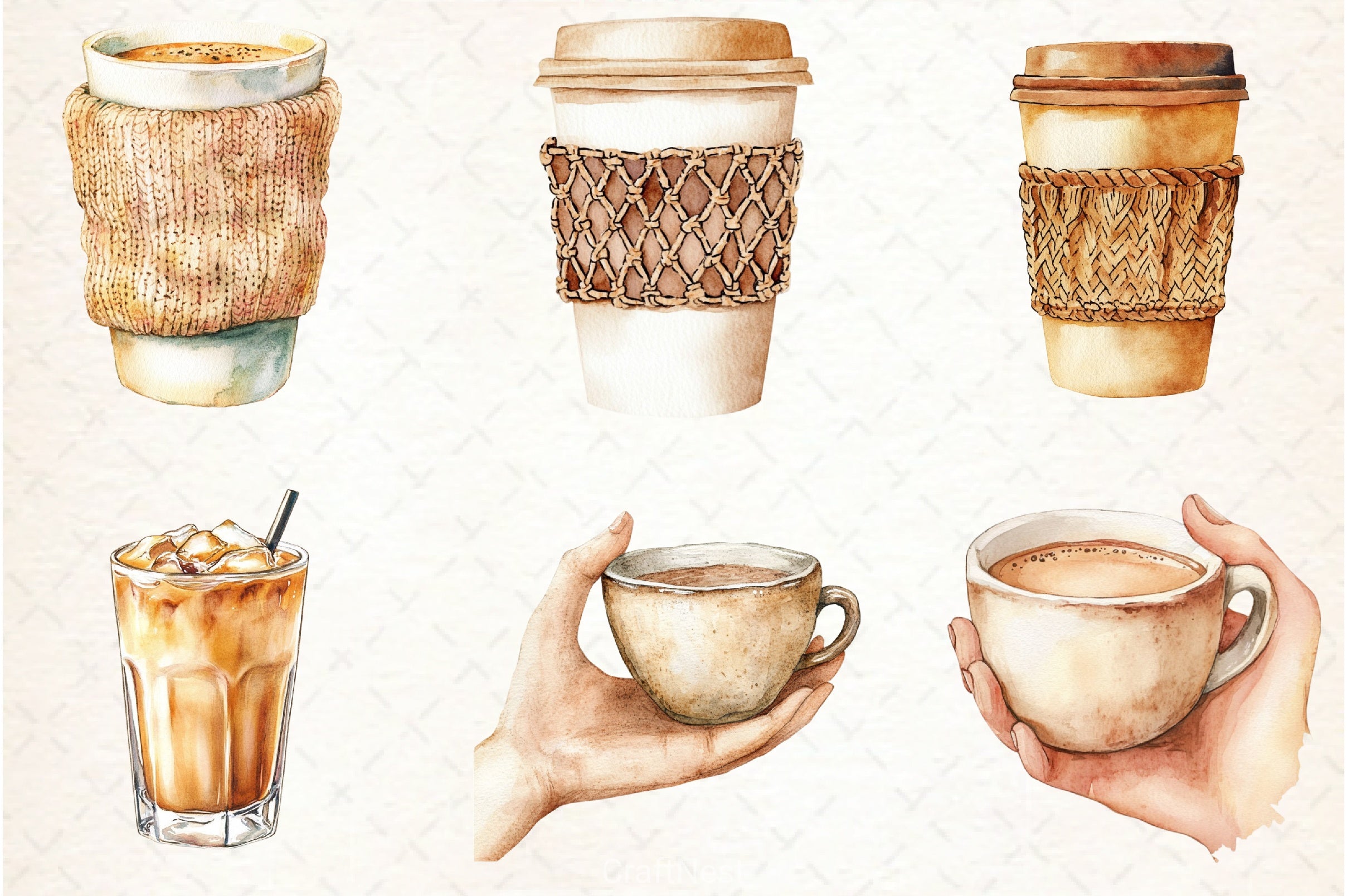 Boho Cafe Core Coffee Clipart Bundle - CraftNest - Digital Crafting and Art