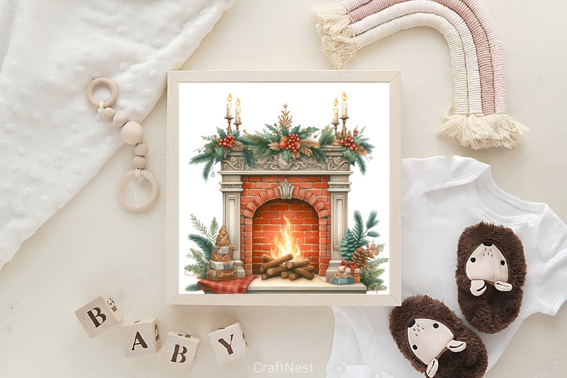 Christmas Fireplace Clipart Bundle 5 - CraftNest - Digital Crafting and Art