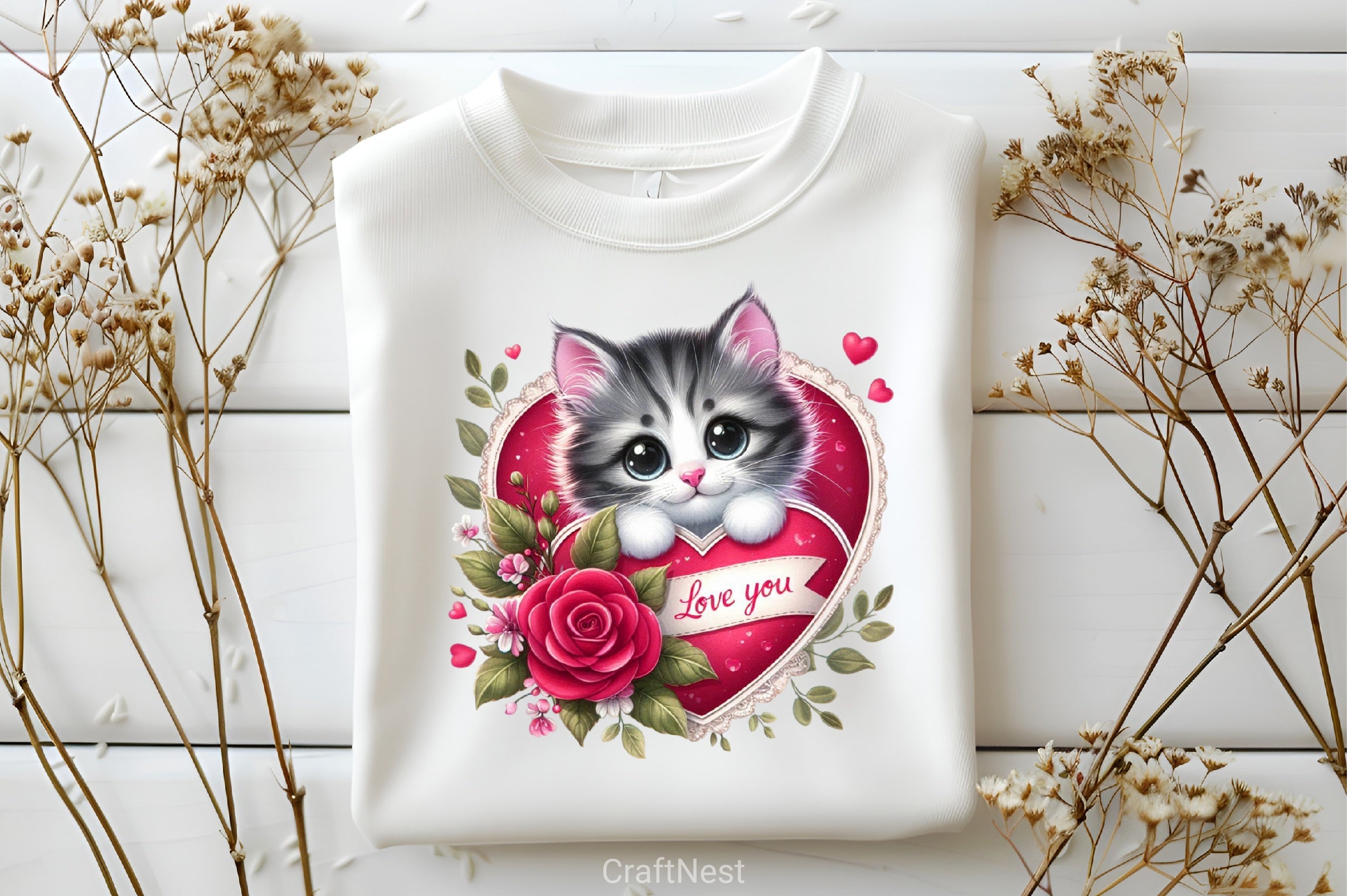 Love You Cat Valentine's Day Clipart Bundle 2 - CraftNest - Digital Crafting and Art