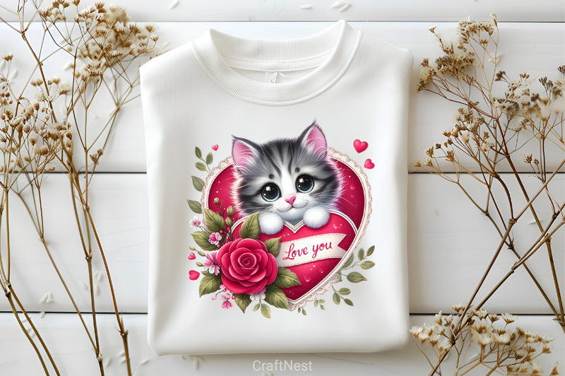 Love You Cat Valentine's Day Clipart Bundle 2 - CraftNest - Digital Crafting and Art