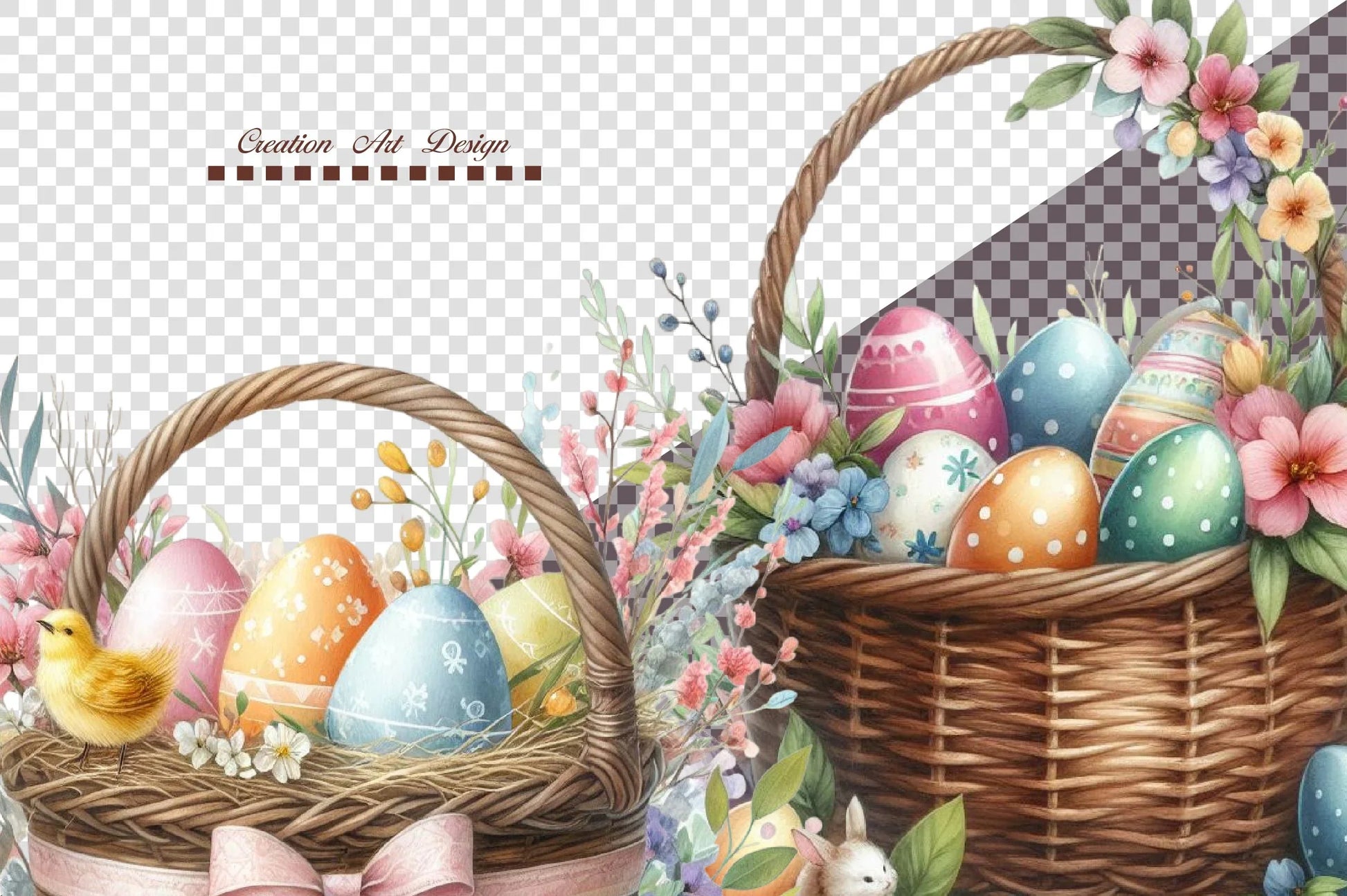 Floral Easter Baskets Clipart Bundle - CraftNest - Digital Crafting and Art