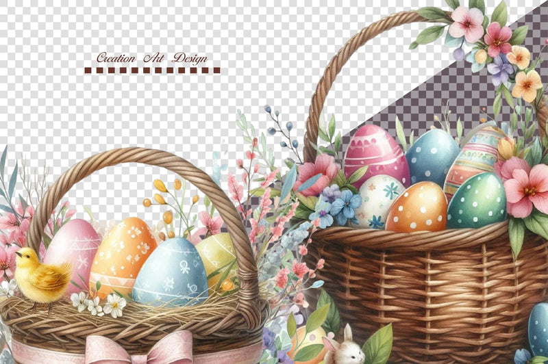Floral Easter Baskets Clipart Bundle - CraftNest - Digital Crafting and Art