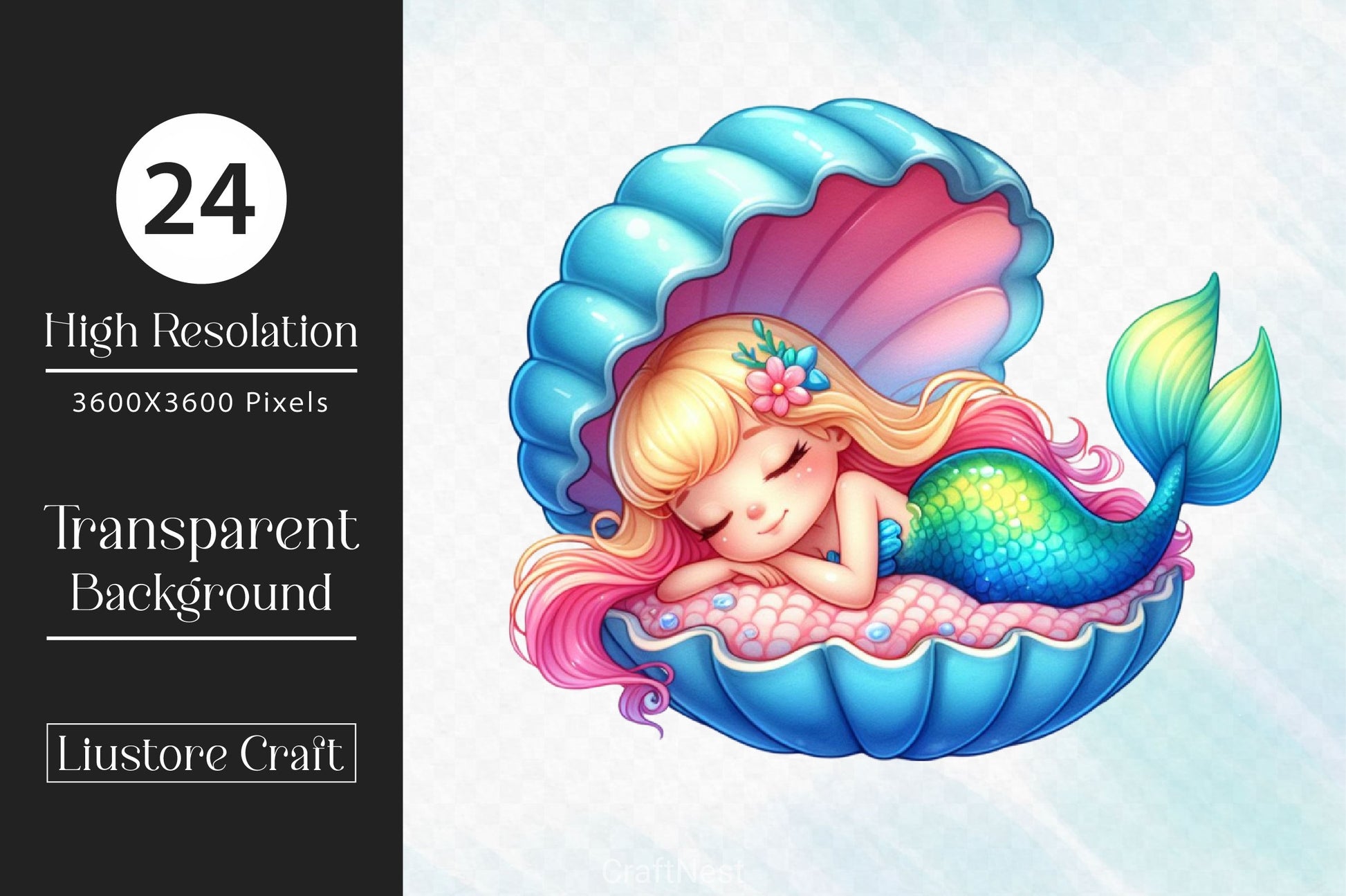 Sleeping Mermaid Clipart Bundle - CraftNest - Digital Crafting and Art