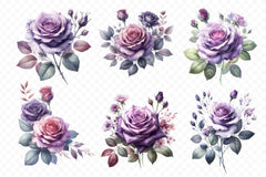 Purple Rose Bouquets Clipart Bundle - CraftNest - Digital Crafting and Art
