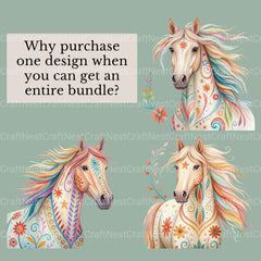 Horse Portraits Boho Clipart Bundle - CraftNest - Digital Crafting and Art