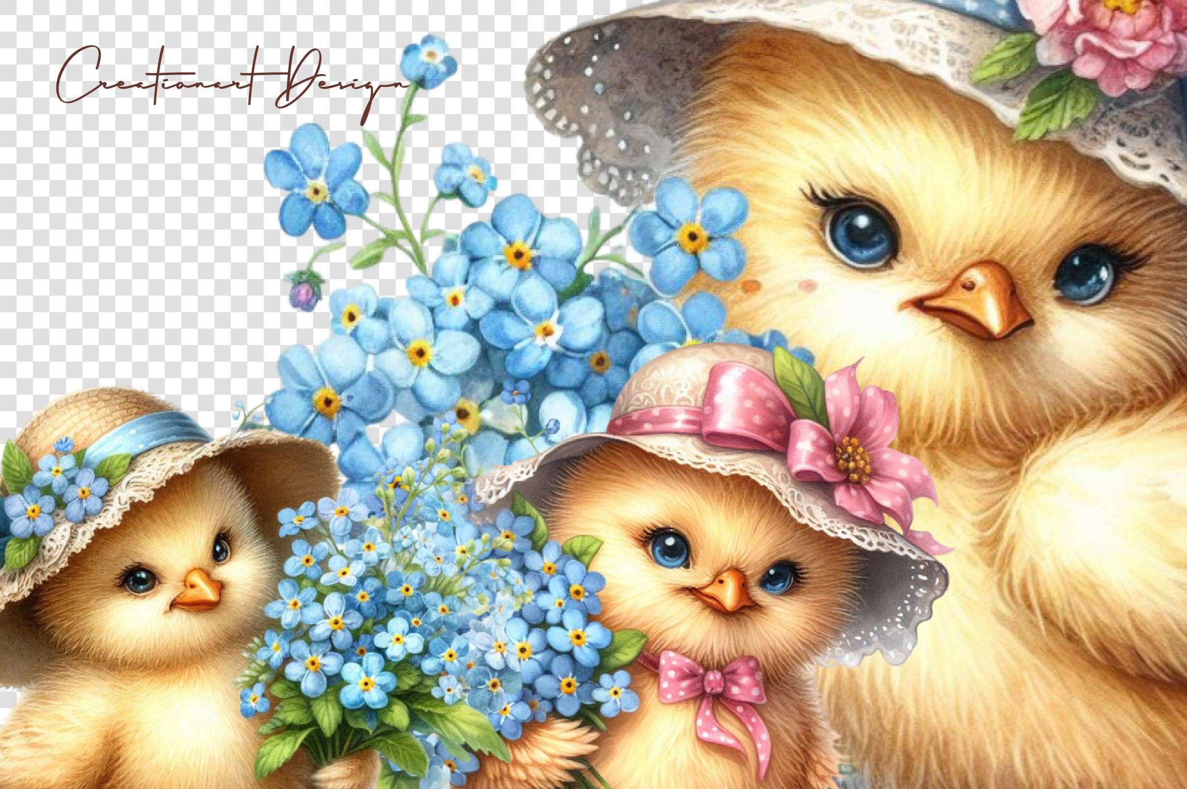 Cute Chick Spring Flowers Clipart Bundle - CraftNest - Digital Crafting and Art
