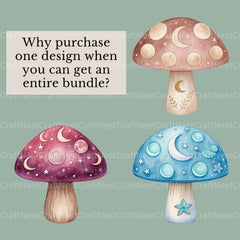 Mushrooms Celestial Clipart Bundle - CraftNest - Digital Crafting and Art