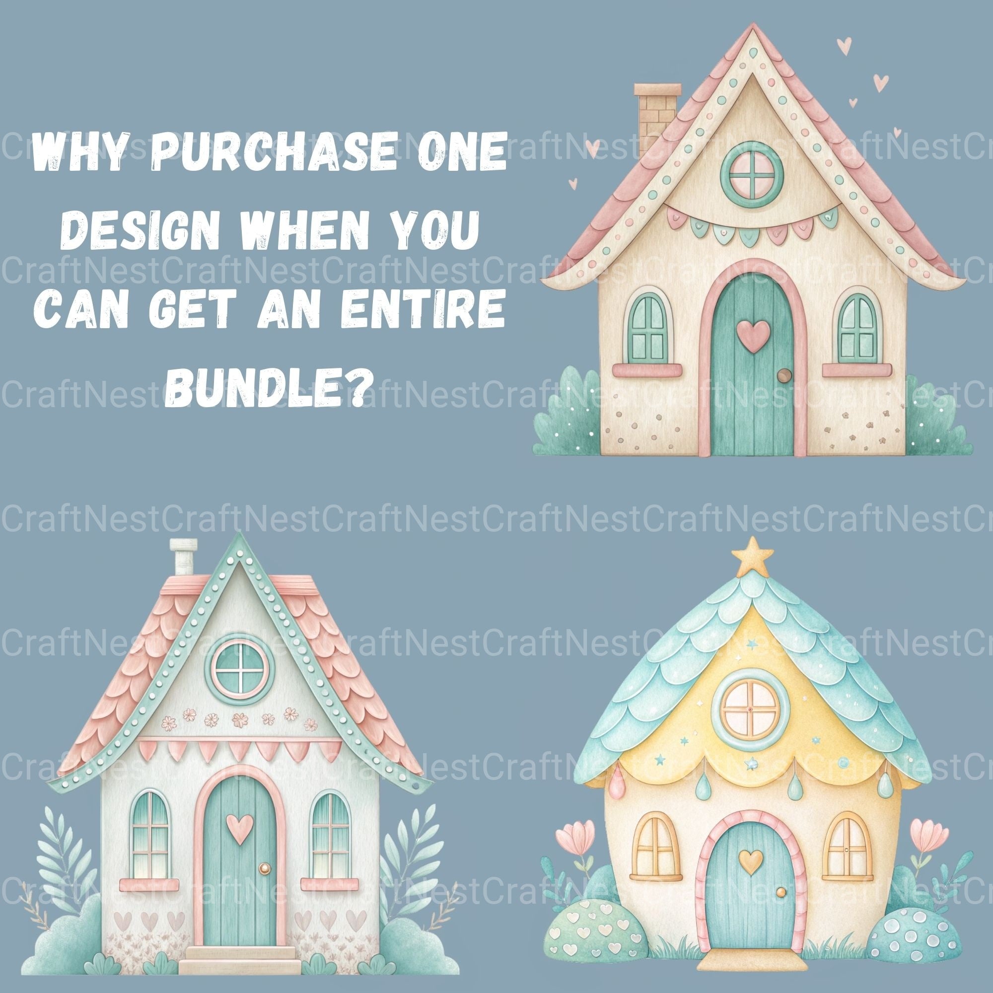 Whimsical Homes Clipart Bundle - CraftNest - Digital Crafting and Art