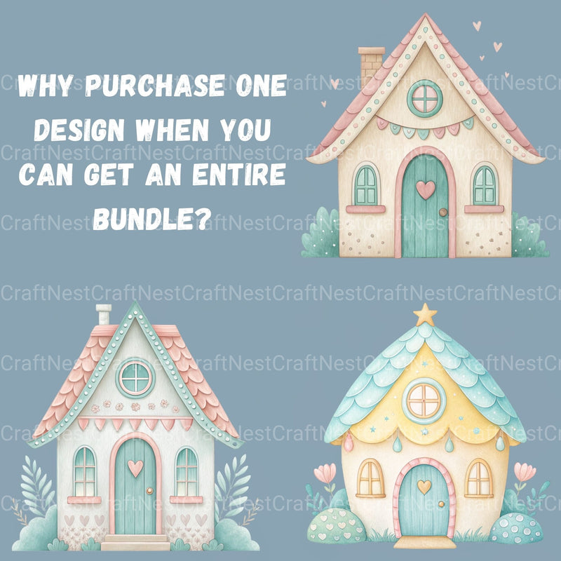 Whimsical Homes Clipart Bundle - CraftNest - Digital Crafting and Art