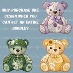 Patchwork Bears Clipart Bundle - CraftNest - Digital Crafting and Art