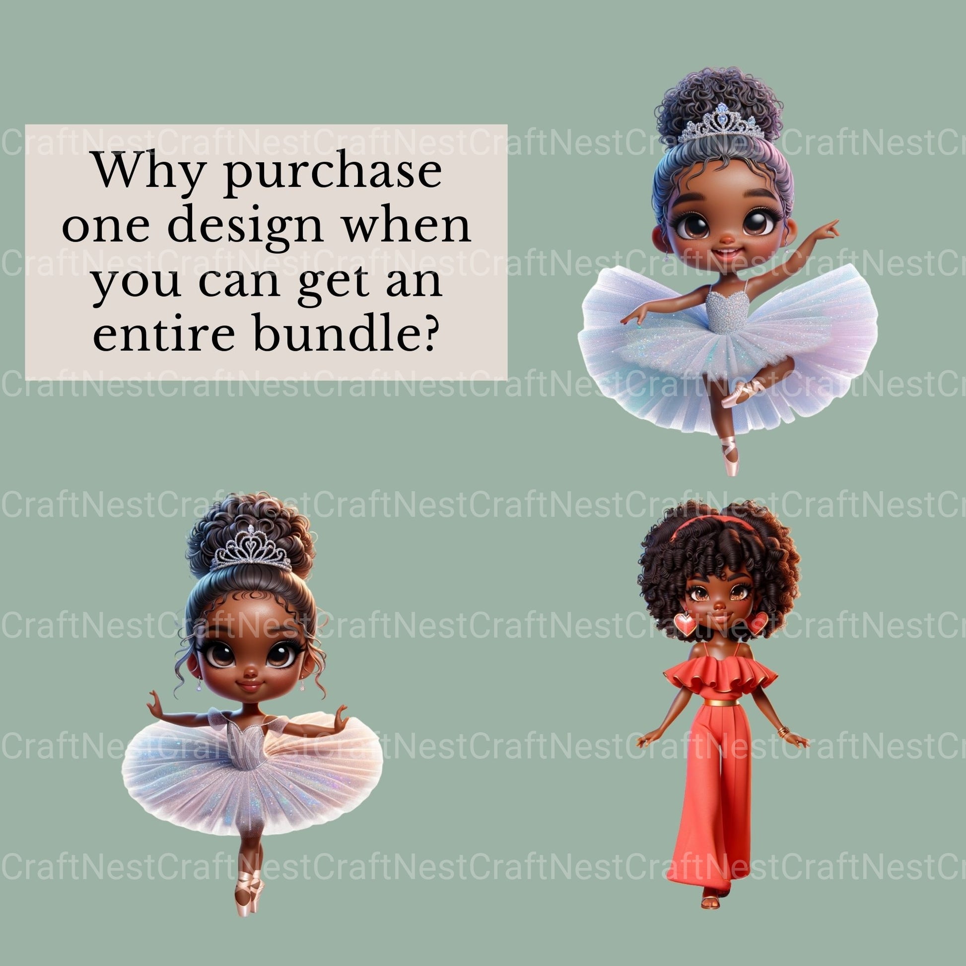 Black Girls Clipart Bundle - CraftNest - Digital Crafting and Art