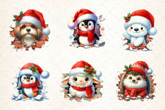 Christmas Animal Broken Wall Clipart Bundle - CraftNest - Digital Crafting and Art