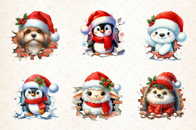 Christmas Animal Broken Wall Clipart Bundle - CraftNest - Digital Crafting and Art
