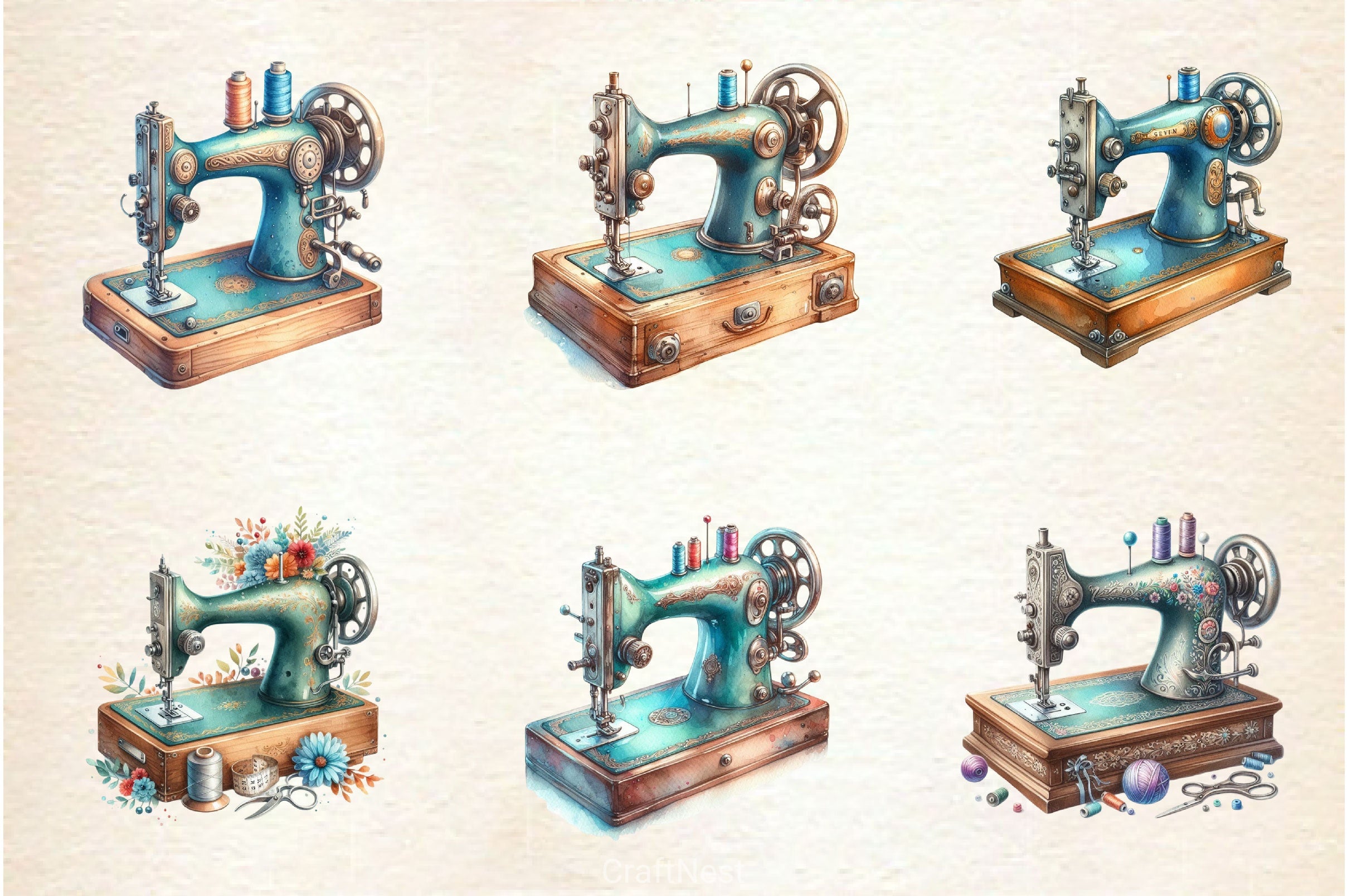 Vintage Sewing Machines Clipart Bundle 2 - CraftNest - Digital Crafting and Art