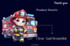 Cute Firefighters Fire Truck Clipart Bundle - CraftNest - Digital Crafting and Art