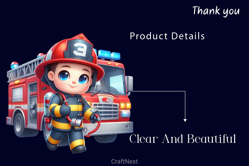 Cute Firefighters Fire Truck Clipart Bundle - CraftNest - Digital Crafting and Art
