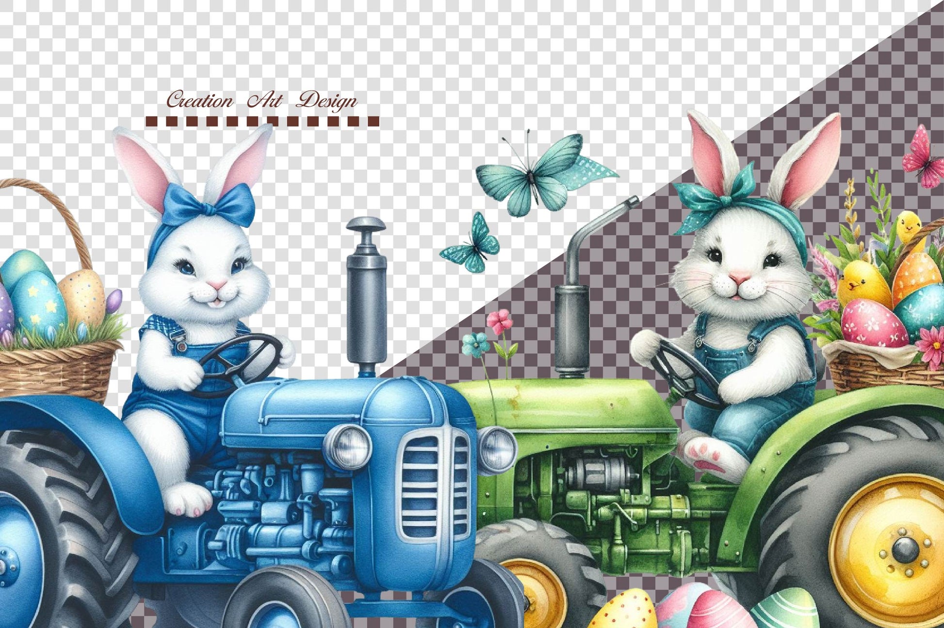Easter Gnome Tractor Clipart Bundle - CraftNest - Digital Crafting and Art