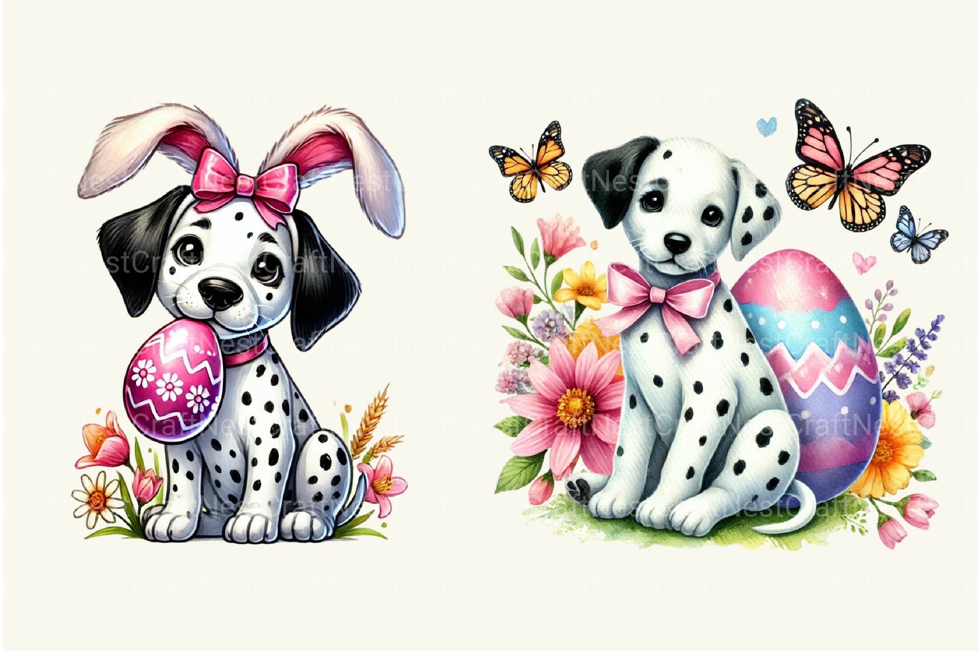 Easter Dalmatian Dog Clipart Bundle - CraftNest - Digital Crafting and Art