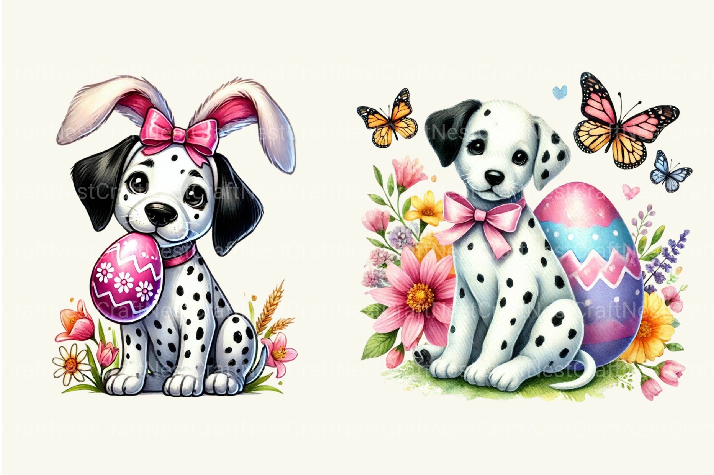 Easter Dalmatian Dog Clipart Bundle - CraftNest - Digital Crafting and Art